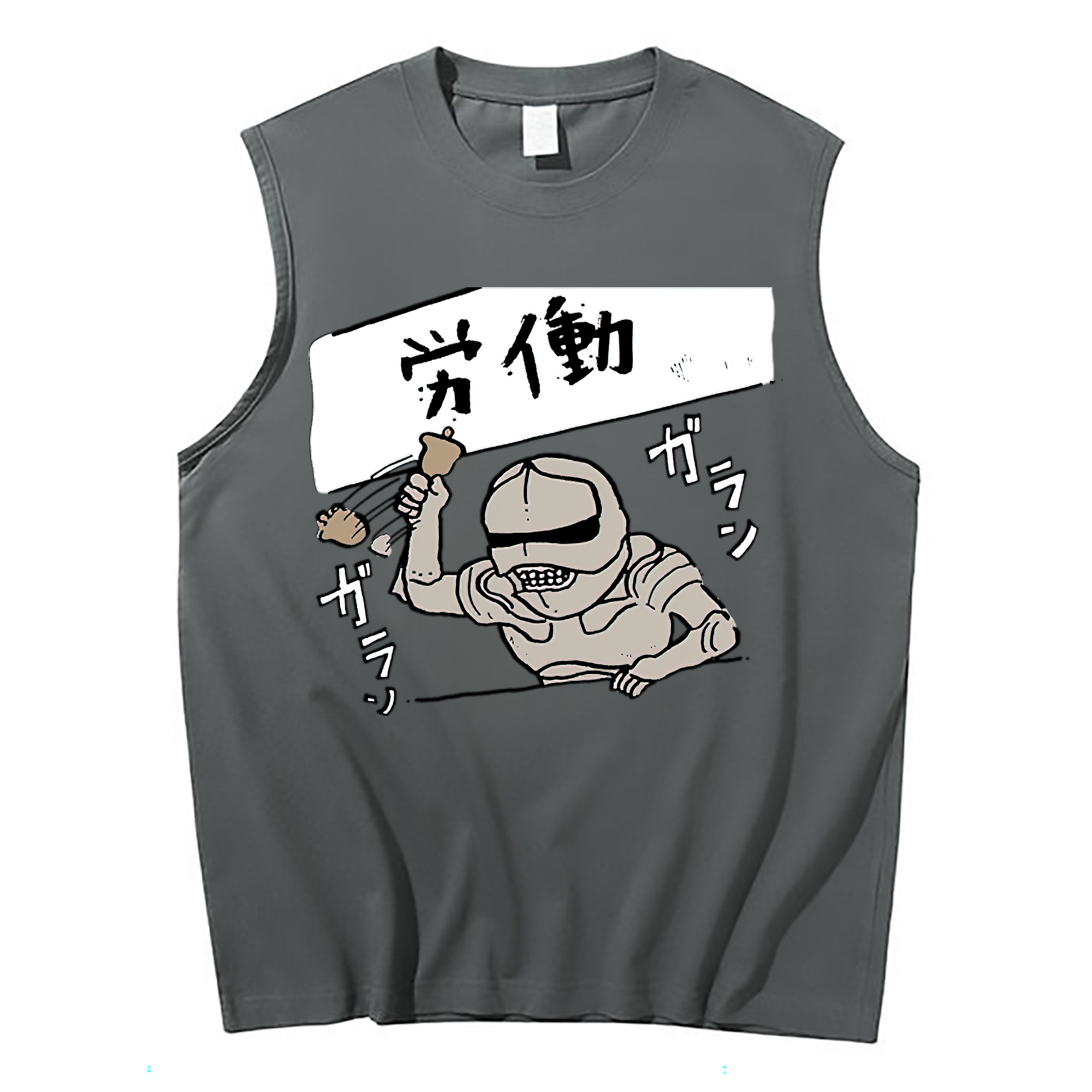 （画像用） ちいかわ 労働の鎧さん Chii-kawa Mr. Armor of Labor コットン100％タンクトップ（フロントプリント）
